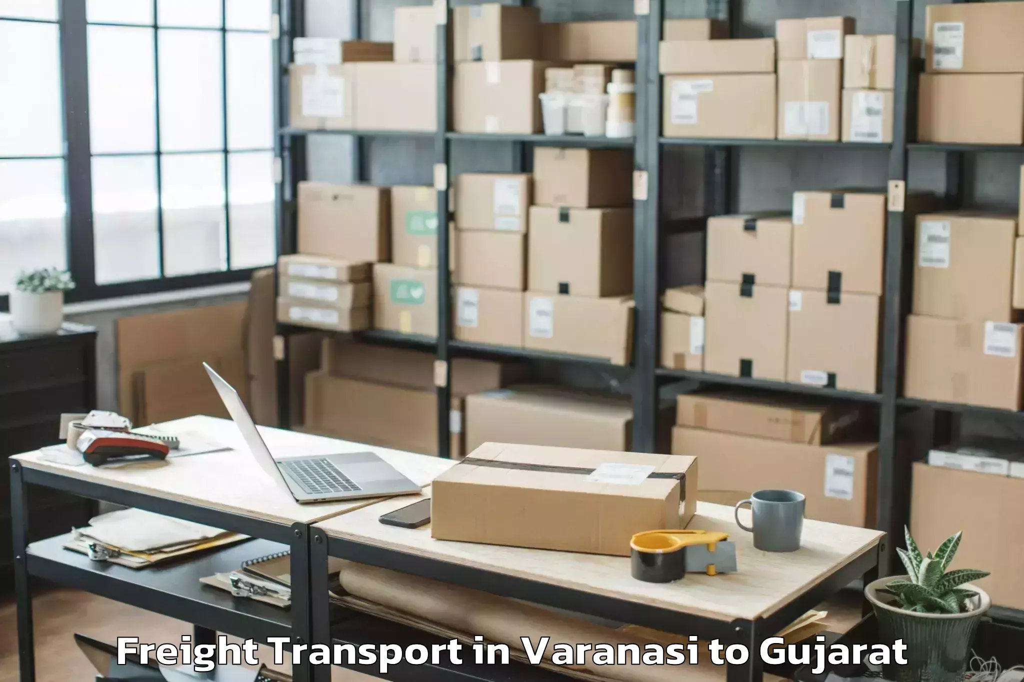 Professional Varanasi to Thasra Freight Transport